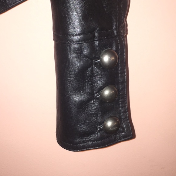 Size Junior L Black Vegan Leather Jacket - Picture 2 of 6